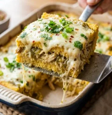 Delicious Chicken Tamale Casserole served in a dish.