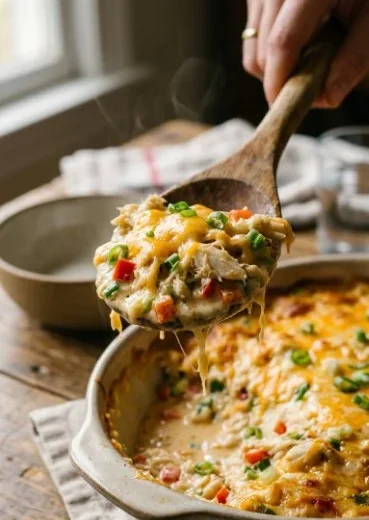Delicious crab casserole from a Chinese buffet, showcasing seafood indulgence.