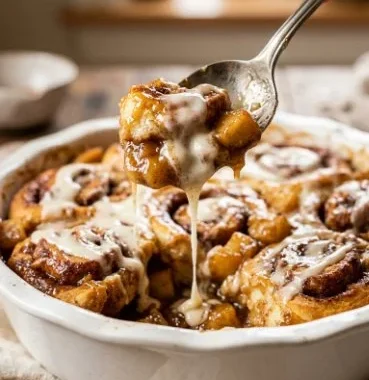Cinnamon Roll Casserole with Apple Pie Filling 2 Delicious cinnamon roll casserole topped with apple pie filling