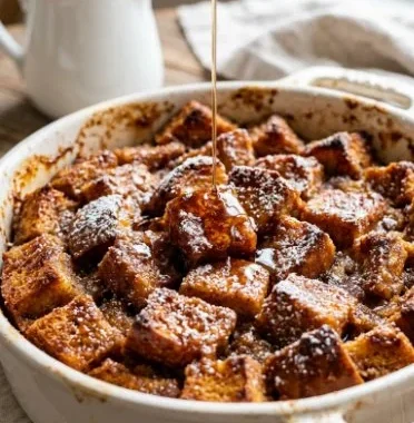 French Toast Casserole 2 Delicious French Toast Casserole baked and served on a plate.