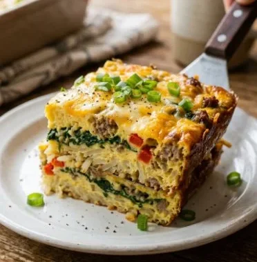 Healthy Breakfast Casserole 1 Delicious healthy breakfast casserole filled with vegetables and eggs
