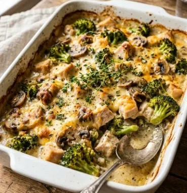 Healthy Chicken Broccoli Casserole 1 Healthy chicken broccoli casserole baked with nutritious ingredients