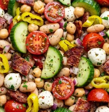 Italian Bean Salad with fresh vegetables and herbs