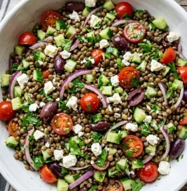 Lentil Salad 2 Colorful and nutritious lentil salad with vegetables and dressing