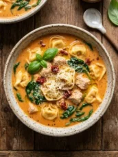 Tuscan Chicken Tortellini Soup