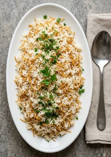A bowl of deliciously cooked vermicelli rice with colorful vegetables.