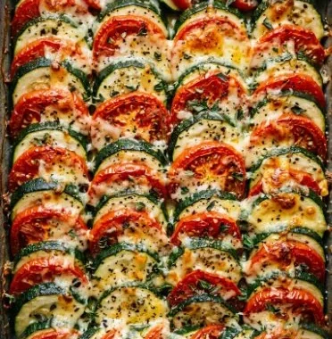 Zucchini Tomato Bake Recipe 1 Delicious zucchini tomato bake served in a vibrant dish