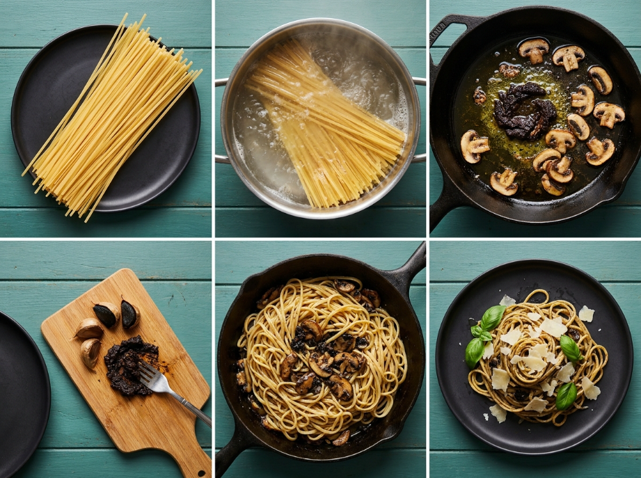 Black Garlic Linguine 2 Black Garlic Linguine step