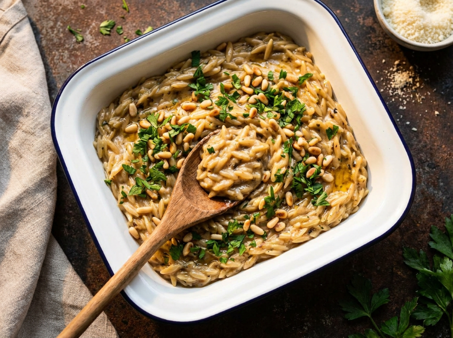 Black Garlic Orzo: A Modern Umami Twist 3 Black Garlic Orzo serve