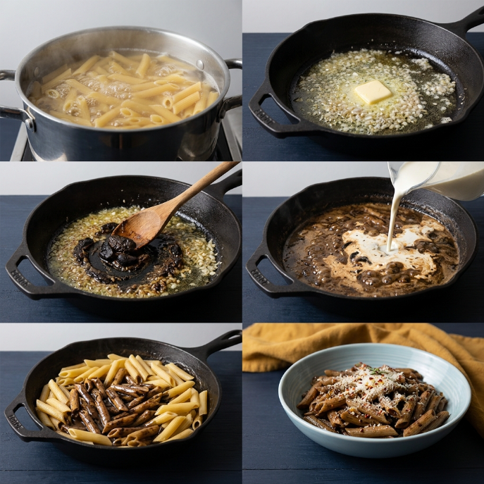 Black Garlic Penne: A Modern Umami Twist 2 Black Garlic Penne steps