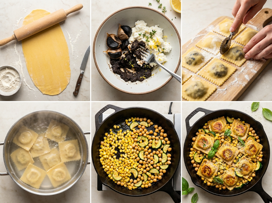 Black Garlic Ravioli step
