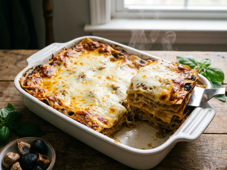Black Garlic Lasagna: A Modern Umami Twist 3 Ultimate Black Garlic Lasagna A Modern Umami Twist serve