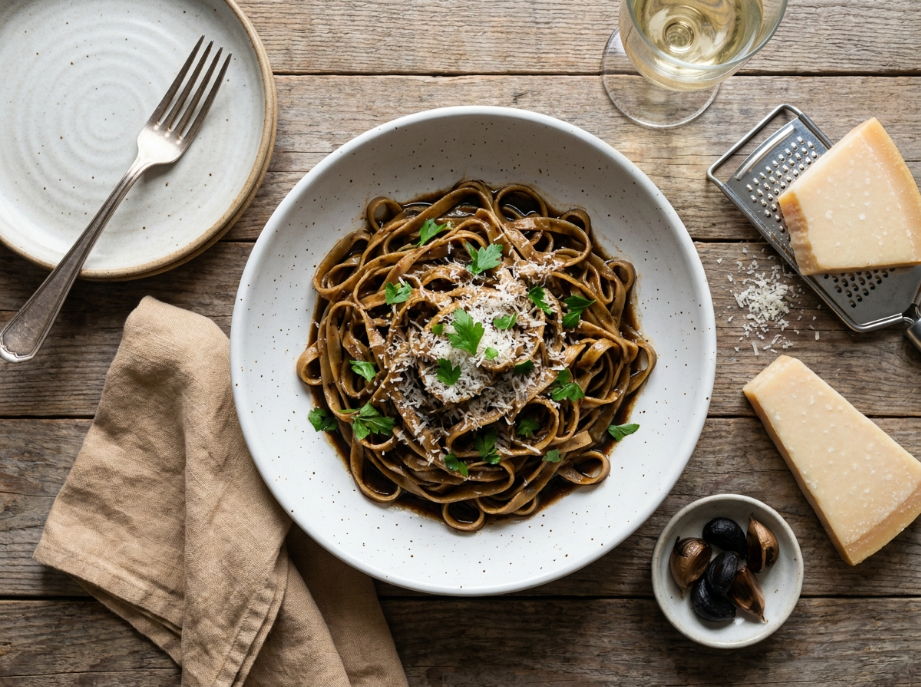 Black Garlic Fettuccine: A Modern Umami Twist 3 black garlic fettuccine seve